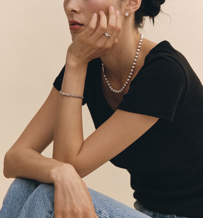 【HYERES LOR】24SS★ BR(W) Ball MIX Pearl & Spinel Beads NC Peach Freshwater Pearl 10.5-11mm Smooth Round AAA Grade