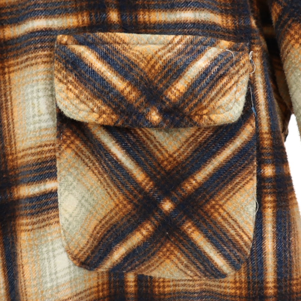 nassau 70s ヴィンテージ チェック柄 長袖 ネルシャツ S イエロー系 メンズ