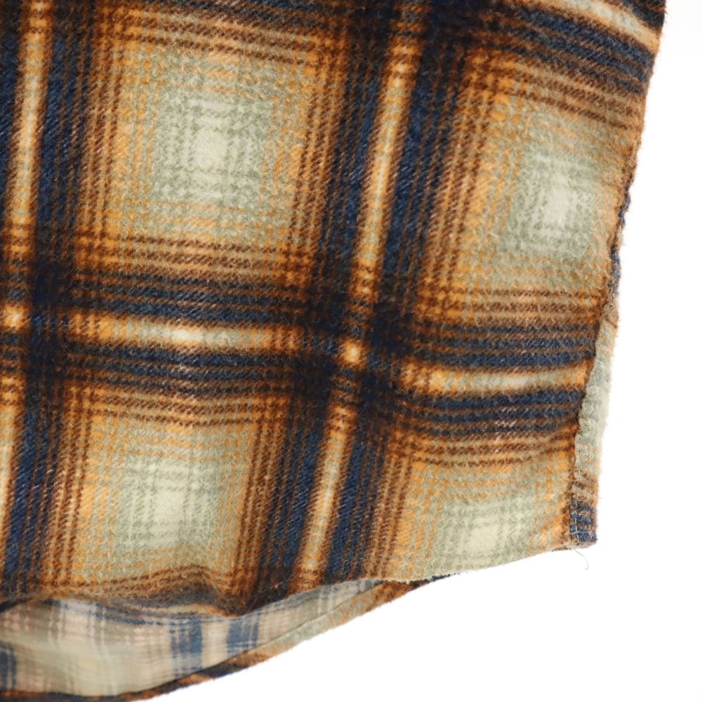 nassau 70s ヴィンテージ チェック柄 長袖 ネルシャツ S イエロー系 メンズ