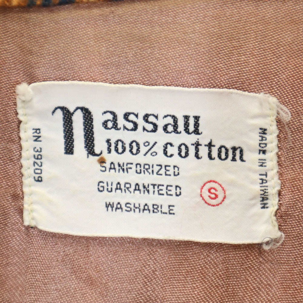 nassau 70s ヴィンテージ チェック柄 長袖 ネルシャツ S イエロー系 メンズ