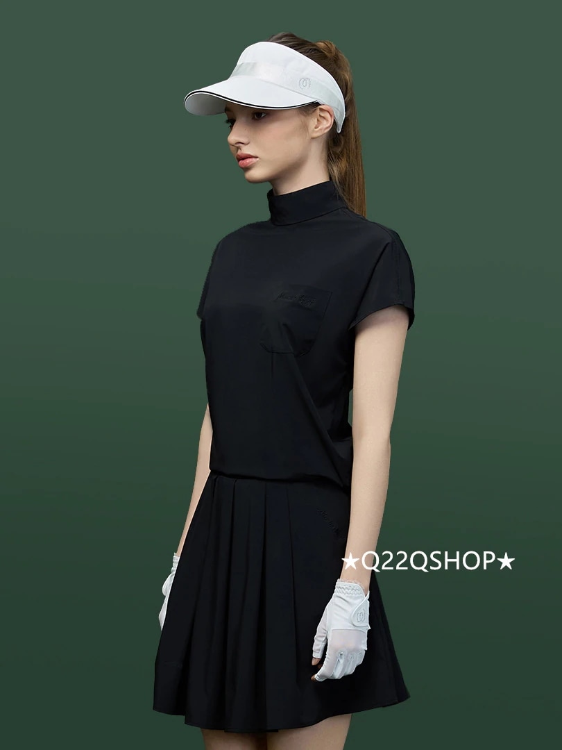 ゴルフウェア 2025 春夏 上下セット レディース 韓国風 黒 半袖 T