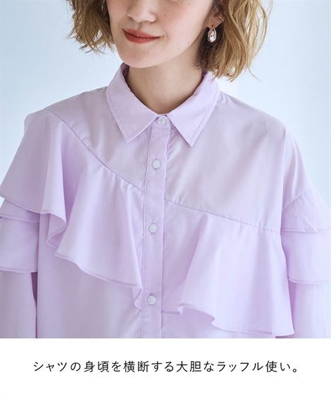 シャツ・ブラウス 大きいサイズ アシンメトリーフレアブラウス OtonaSMILE