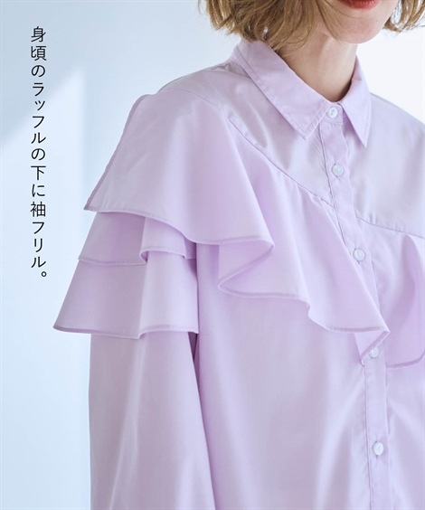 シャツ・ブラウス 大きいサイズ アシンメトリーフレアブラウス OtonaSMILE