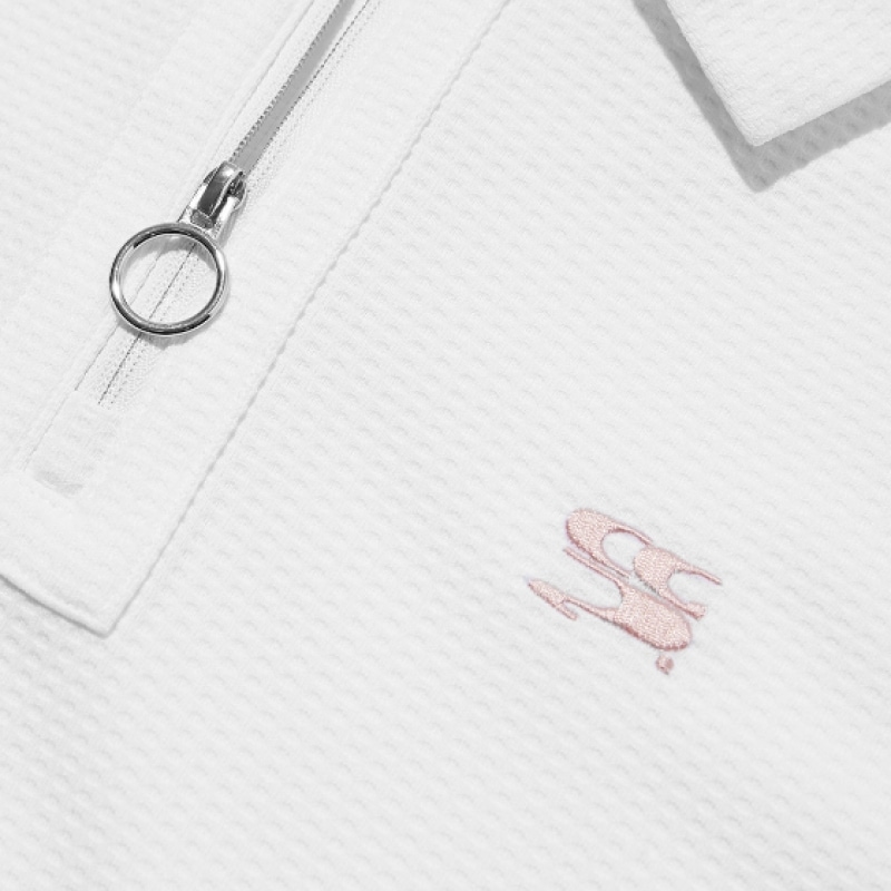 CODEGRAPHY (ウィメンズ) ジップカラーポロT_ホワイト CODEGRAPHY (ウィメンズ) ジップカラーポロT_ホワイト