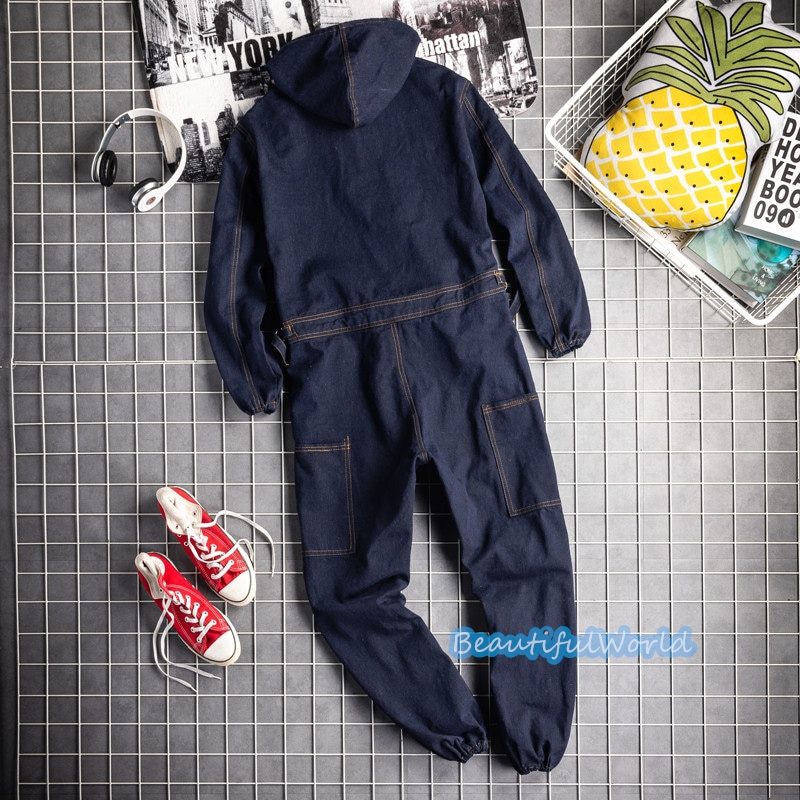 ツナギ メンズ カバーオール ジャンプスーツ オールインワン サロペット オーバーオール バイカー ツーリング 春 夏 秋 冬 ストリートアメカジ 作業服 お洒落24bdk73