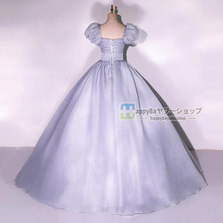 カラードレス グレー ブルー グリーン ロングドレス 演奏会 ウエディングドレス プリンセスライン ステージ 舞台衣装 発表会 コンサート コンクール 大人 姫系-23