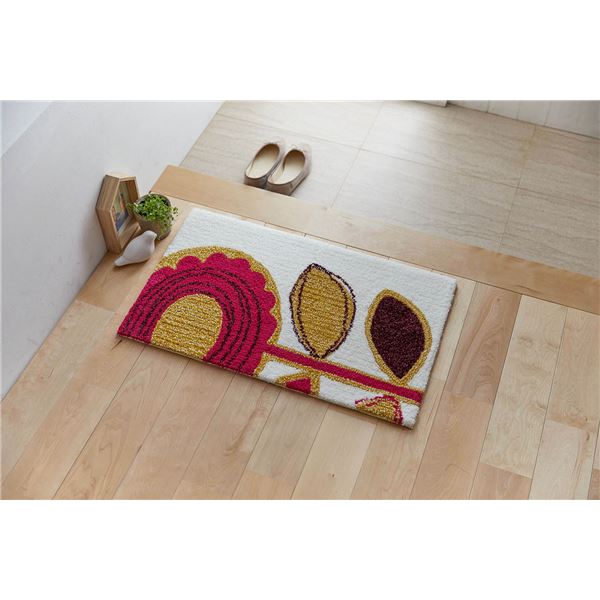 スミノエ デザインライフ サンフラワーマット/玄関マット 約幅45x長さ75cm ピンク スミノエ デザインライフ サンフラワーマット/玄関マット 約幅45x長さ75cm ピンク