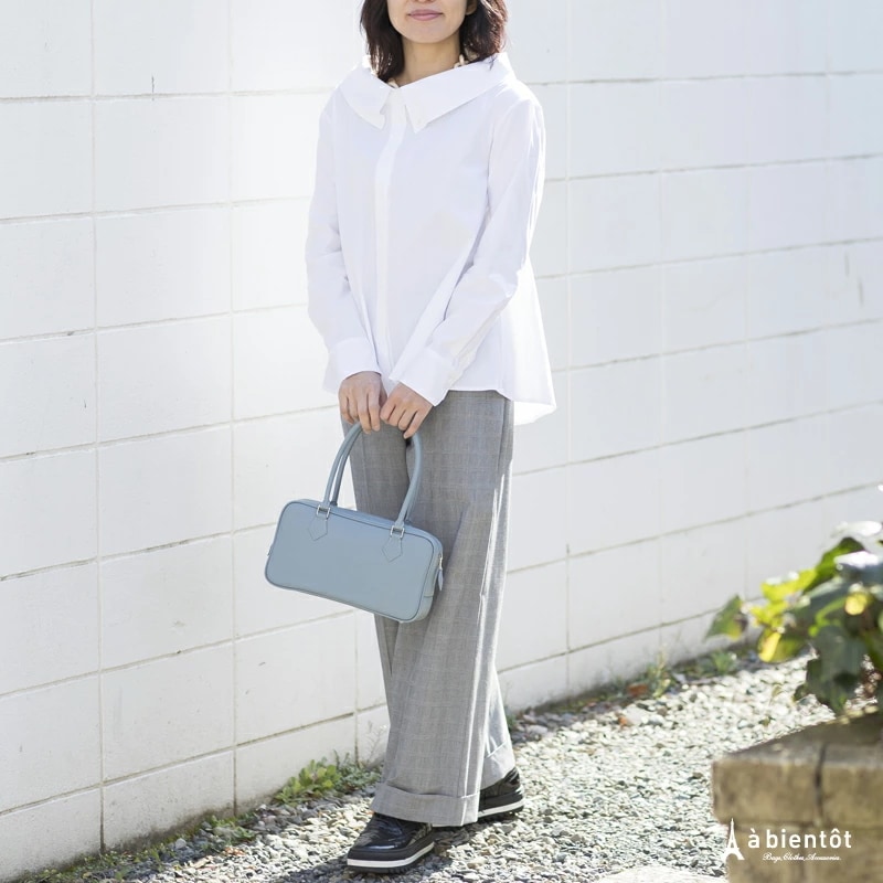 シュリンクレザー スクエアバッグ 本革 レザー グレージュ ブラック ベージュ レディース ハンドバ