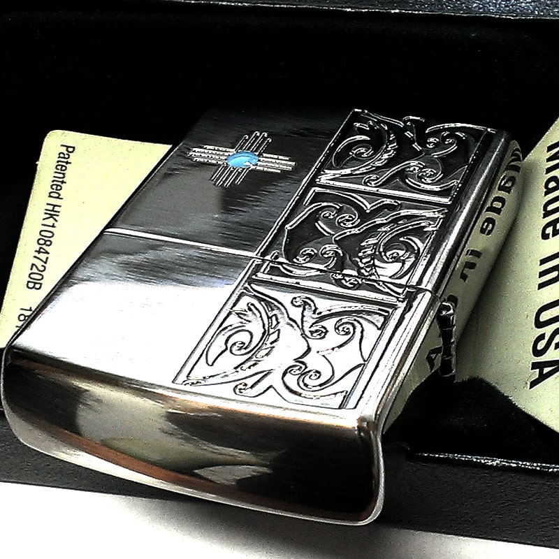 ZIPPO ライター ネイティブアメリカン ジッポ シルバー 両面加工 彫刻 アンティーク おしゃれ 珍しい お守り かっこいい 銀燻し メンズ ギフト プレゼント