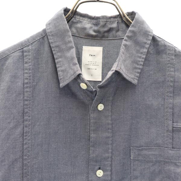 ネーム 日本製 長袖 切替 シャツ 1 紺系 Name. メンズ