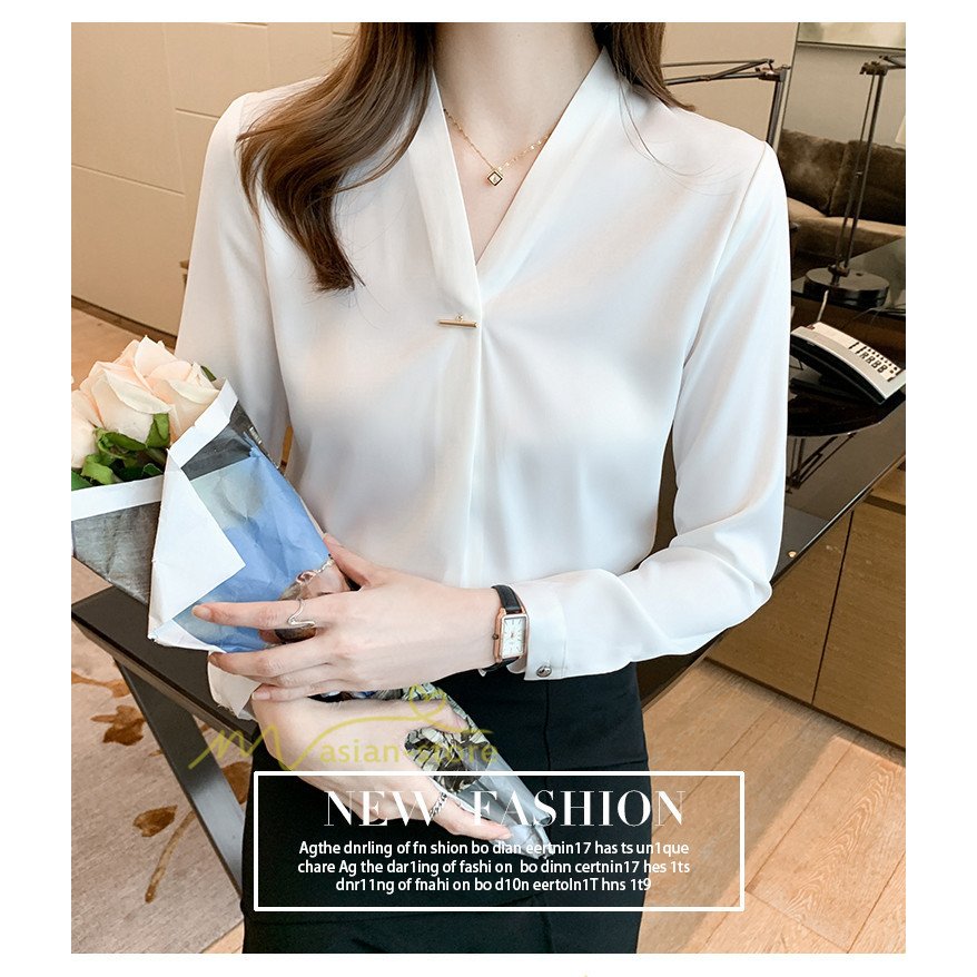 ブラウス レディース シャツ 長袖 低価格で大人気の 白 Vネック スーツ 秋冬 秋 チュニック 冬 大人 オフィス