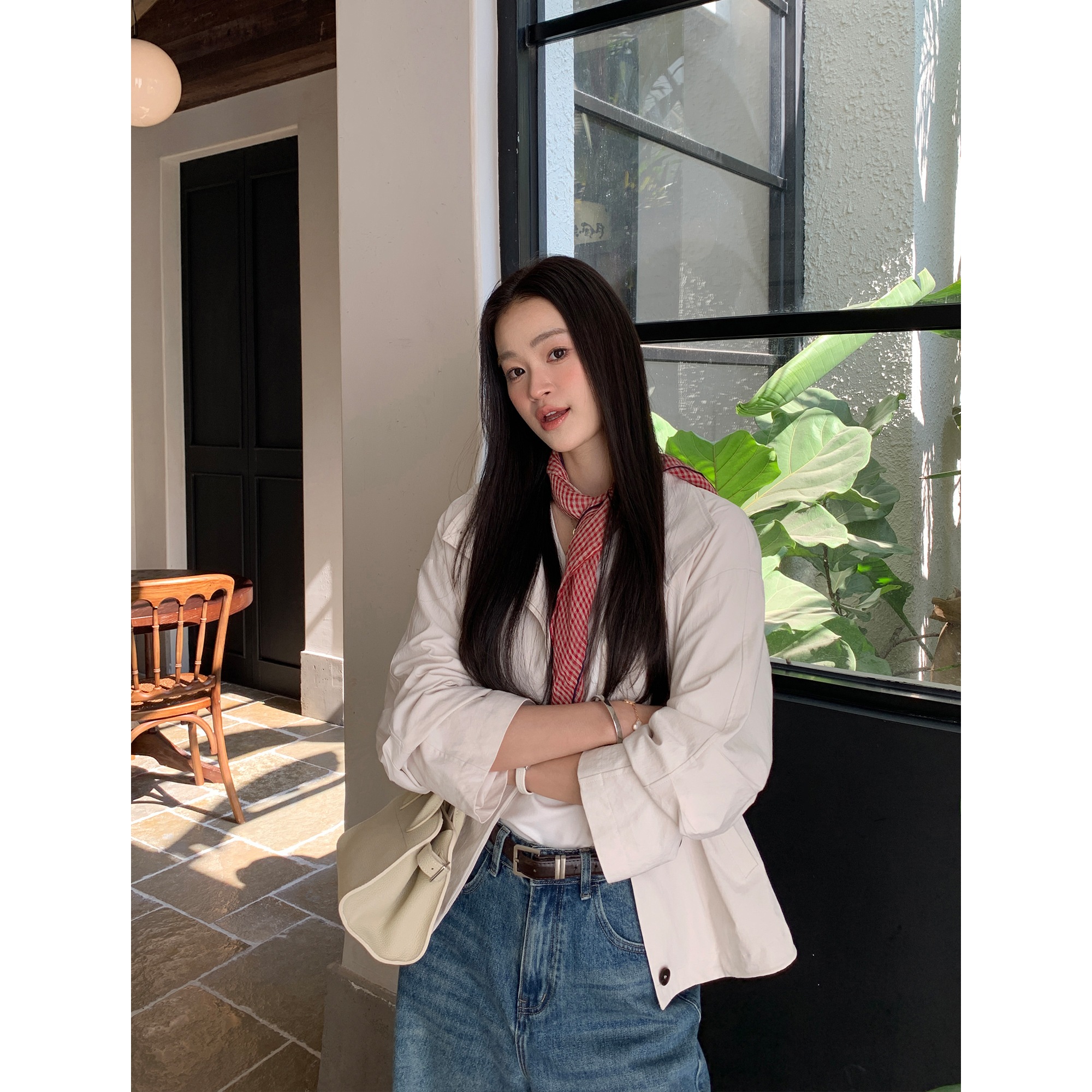 ムルバン立襟小衆ジャケット女性春2025カジュアルゆったりショートコート