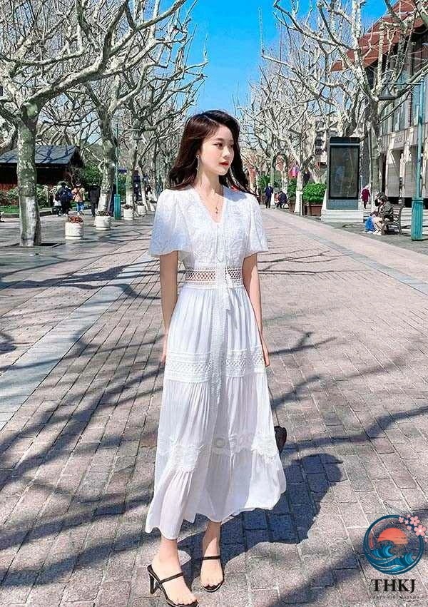 今月限定セールリゾートワンピース リゾートワンピ ハワイ 白ワンピース リゾート ワンピース ハワイアン 大人可愛い かわいい 夏ワンピース 肌見せ ボヘミア風 沖縄 夏 結婚式 小柄 マキシ丈 袖付_13