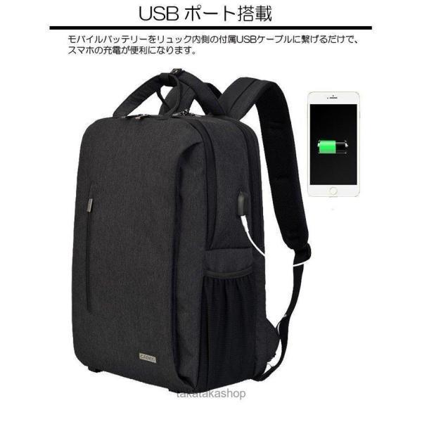 カメラバッグ 一眼レフリュック カメラリュック リュックサック 旅行バッグ 登山 トラベル 撥水 防水カバー インナーケース USBポート 大容量 2層