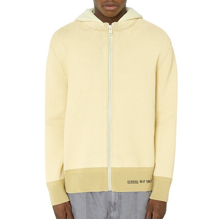 長袖ニットパーカー メンズ K-ONNOR オーバーダイコーティング加工 ロゴプリント die-m-t-f8-11k