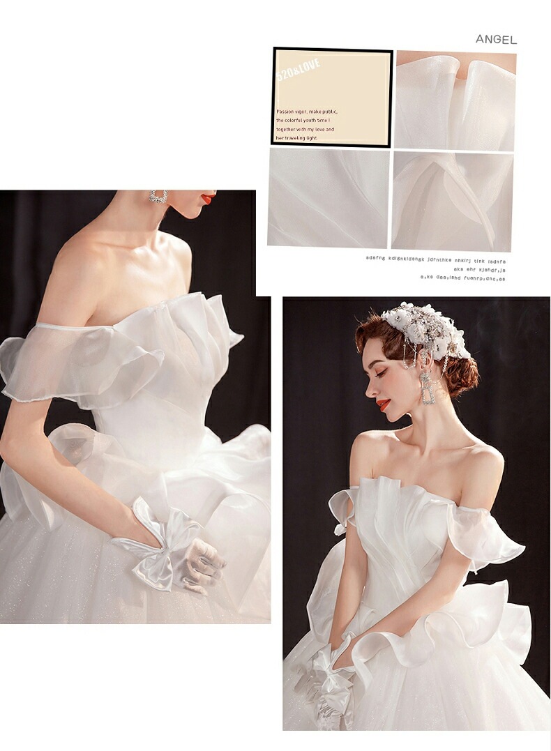 ウェディングドレス 袖あり ロングドレス 白 プリンセスラインドレス きれいめ パーティードレス 無地 ワンピース 二次会 前撮りドレス 結婚式 お嫁さん フォーマルドレス 披露宴 撮影 ハネムーンフ