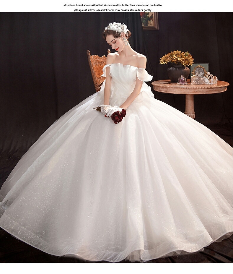 ウェディングドレス 袖あり ロングドレス 白 プリンセスラインドレス きれいめ パーティードレス 無地 ワンピース 二次会 前撮りドレス 結婚式 お嫁さん フォーマルドレス 披露宴 撮影 ハネムーンフ