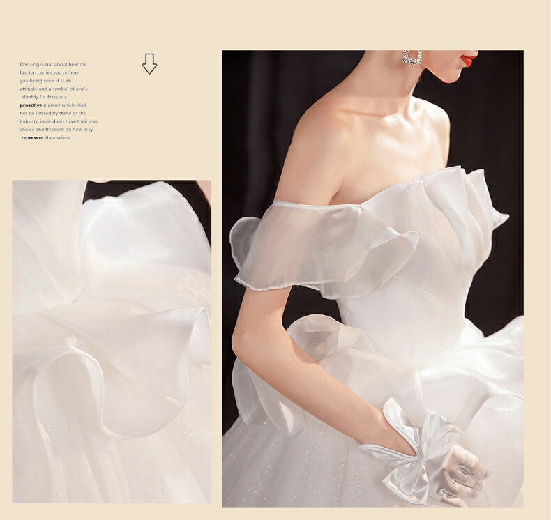 ウェディングドレス 袖あり ロングドレス 白 プリンセスラインドレス きれいめ パーティードレス 無地 ワンピース 二次会 前撮りドレス 結婚式 お嫁さん フォーマルドレス 披露宴 撮影 ハネムーンフ