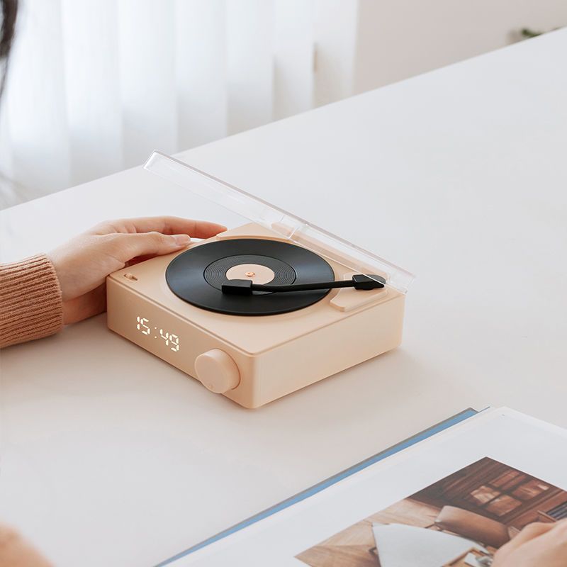 アトミック・ブラック・ゴム目覚まし時計Bluetoothスピーカー誕生日プレゼント姉妹女子に高音質レコード音響をプレゼント