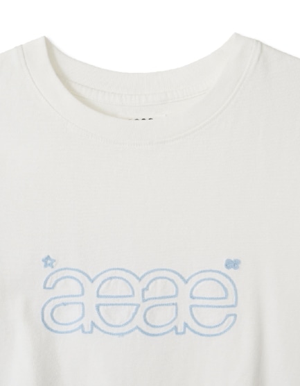 aeae】 AEAE STITCH LOGO CROP T-SHIRTS : WHITE Tシャツ
