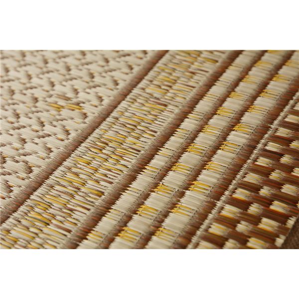 国産 い草 玄関マット 約70×120cm ブラウン 日本製 縁：綿100％ 滑りにくい加工 裏貼り エルモード リビング 廊下