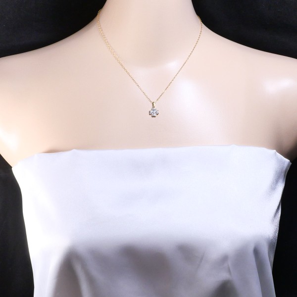 K18 18金 YG イエローゴールドWG ネックレス ジルコニア 約39cm ジュエリー 中古 K18 18金 YG イエローゴールドWG ネックレス ジルコニア 約39cm ジュエリー 中古