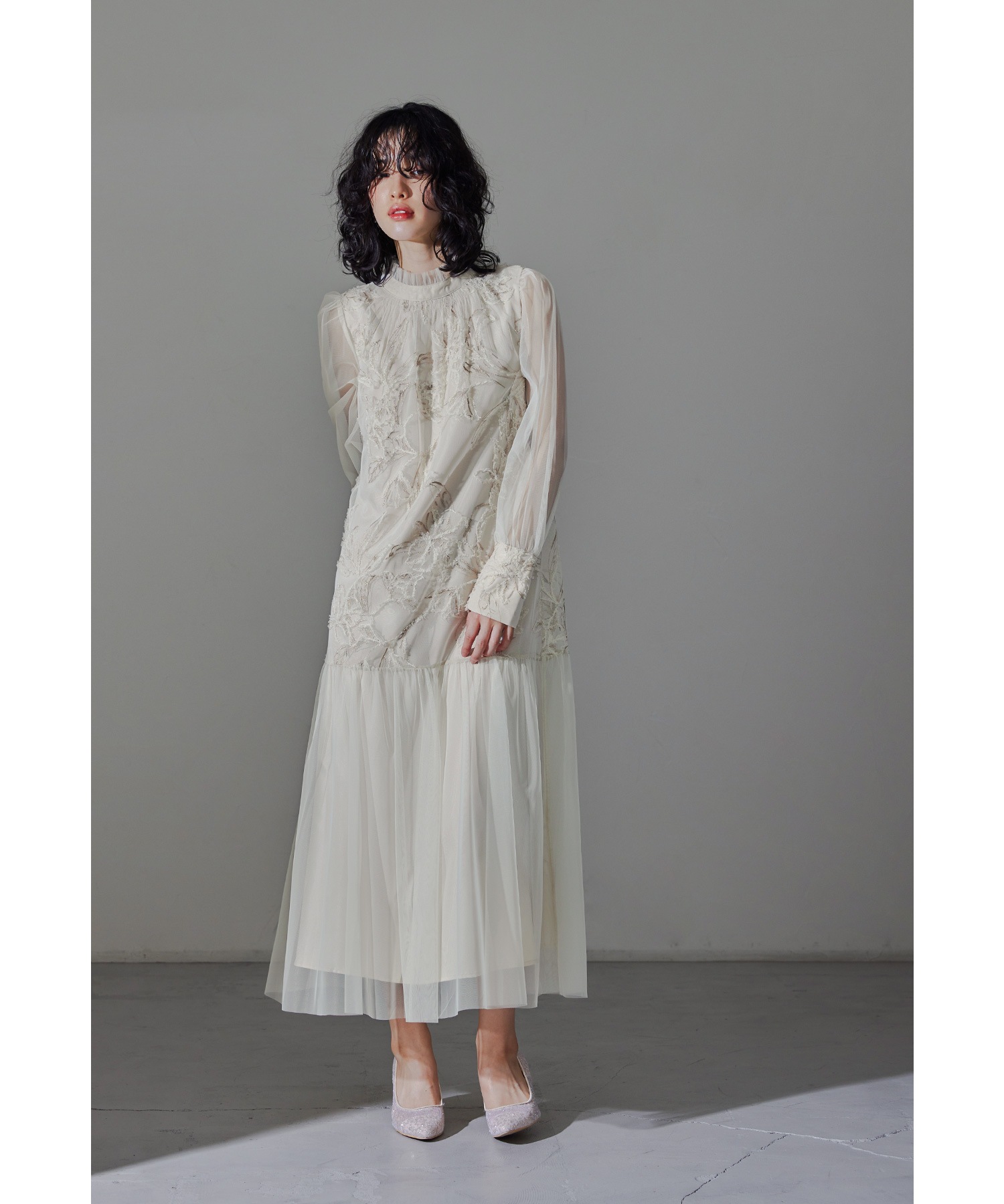 フェザーフラワーチュールドレス パーティードレス 結婚式 ワンピース 刺繍レース ラメ フレア Aライン お呼ばれ パーティー 二次会 披露宴 謝恩会 成人式 同窓会 卒業式 フォーマル