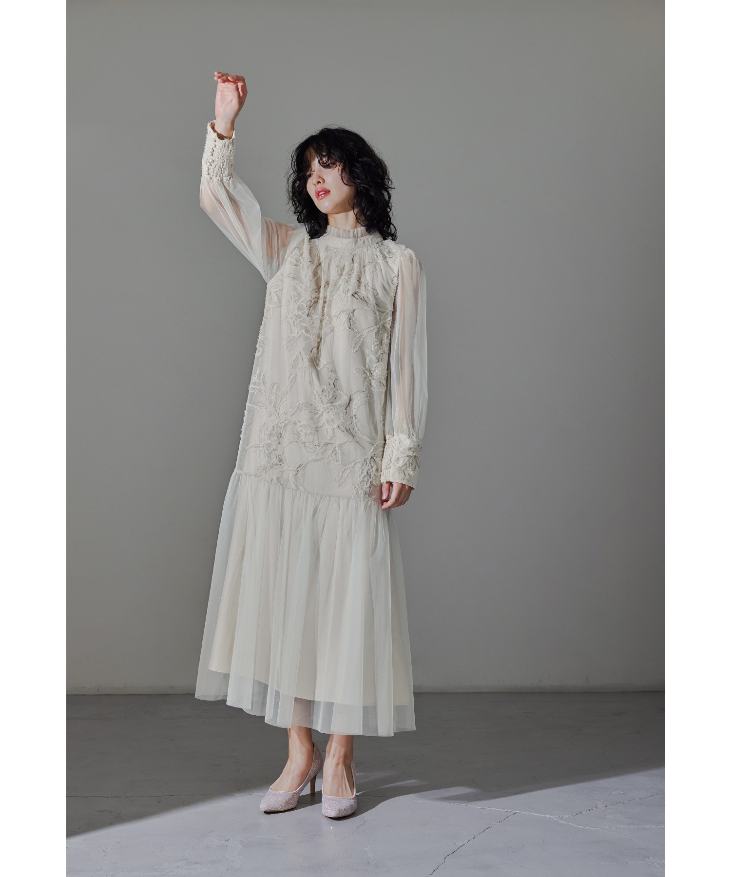 フェザーフラワーチュールドレス パーティードレス 結婚式 ワンピース 刺繍レース ラメ フレア Aライン お呼ばれ パーティー 二次会 披露宴 謝恩会 成人式 同窓会 卒業式 フォーマル