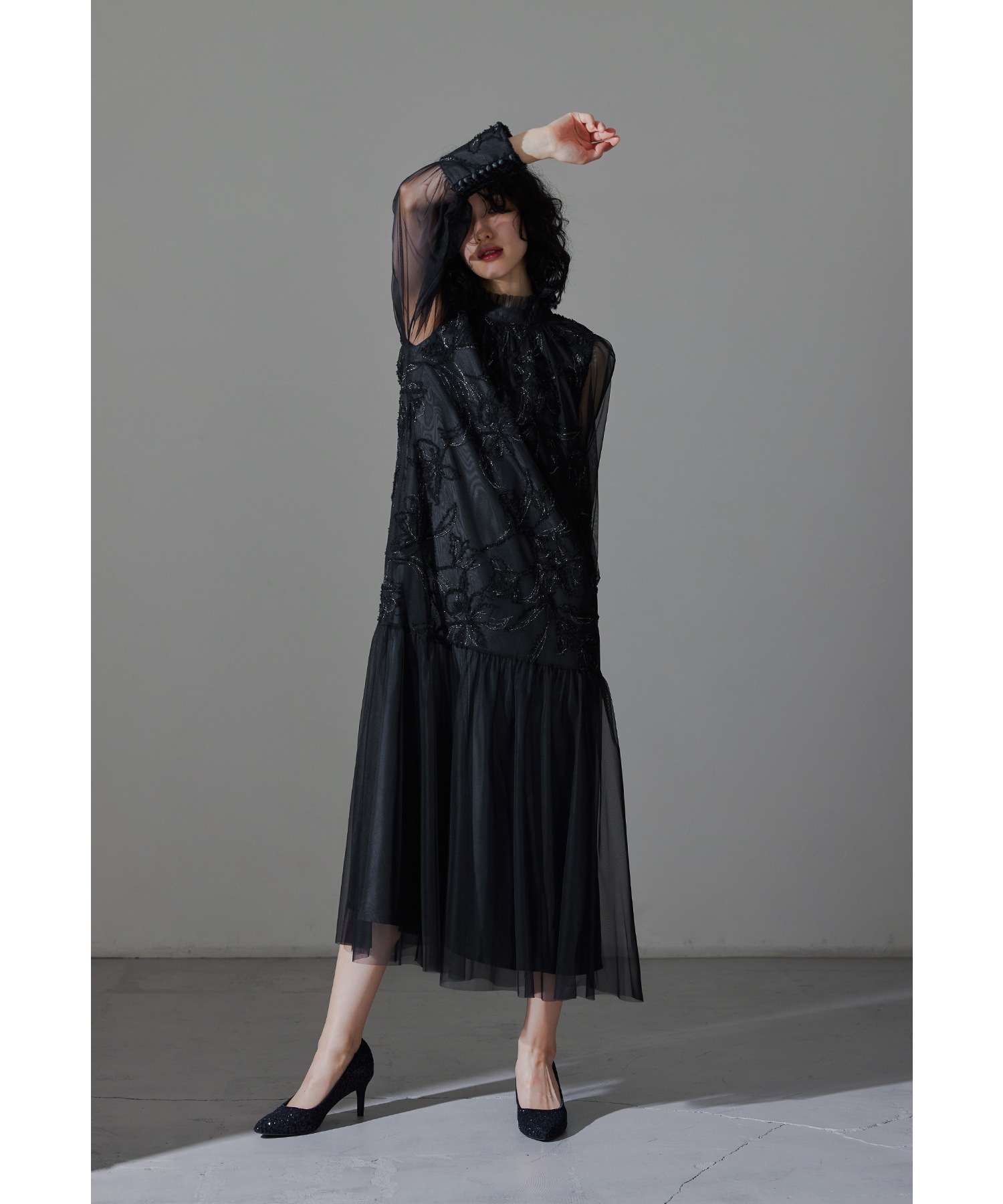 フェザーフラワーチュールドレス パーティードレス 結婚式 ワンピース 刺繍レース ラメ フレア Aライン お呼ばれ パーティー 二次会 披露宴 謝恩会 成人式 同窓会 卒業式 フォーマル