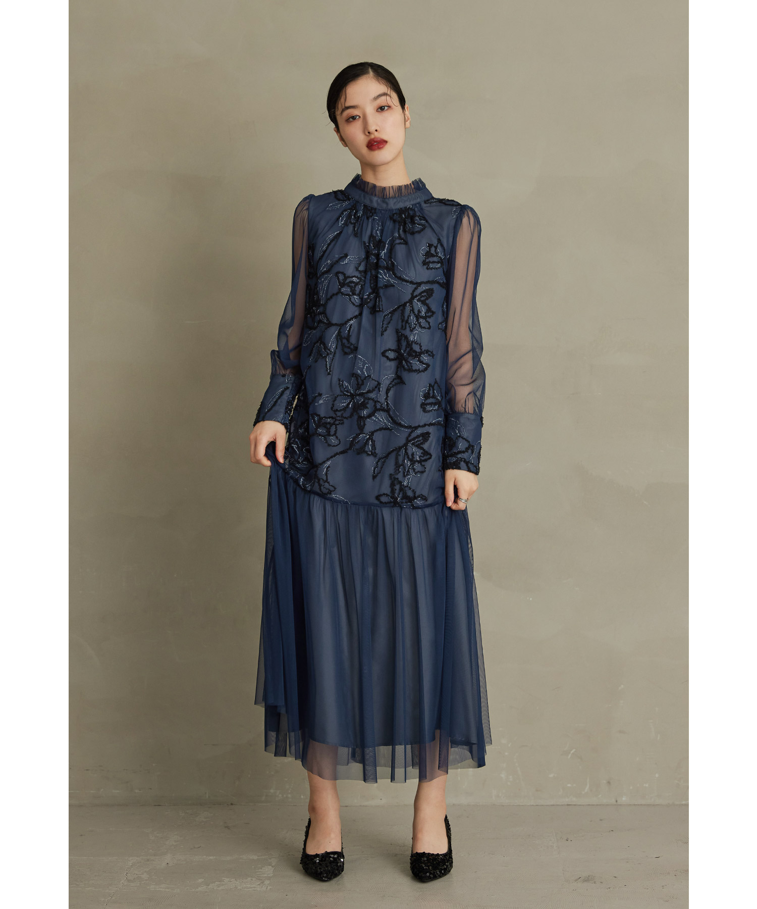 フェザーフラワーチュールドレス パーティードレス 結婚式 ワンピース 刺繍レース ラメ フレア Aライン お呼ばれ パーティー 二次会 披露宴 謝恩会 成人式 同窓会 卒業式 フォーマル