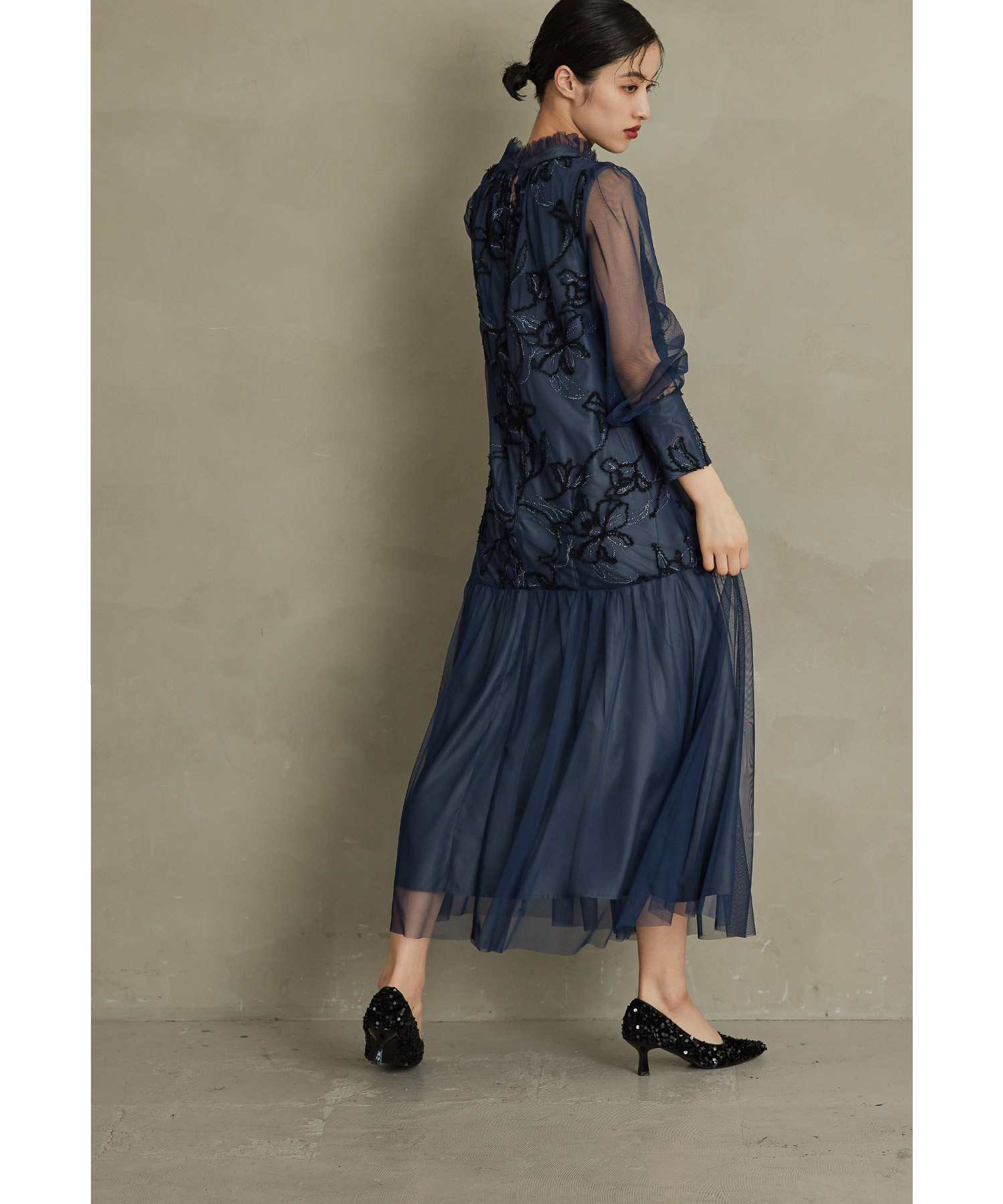 フェザーフラワーチュールドレス パーティードレス 結婚式 ワンピース 刺繍レース ラメ フレア Aライン お呼ばれ パーティー 二次会 披露宴 謝恩会 成人式 同窓会 卒業式 フォーマル