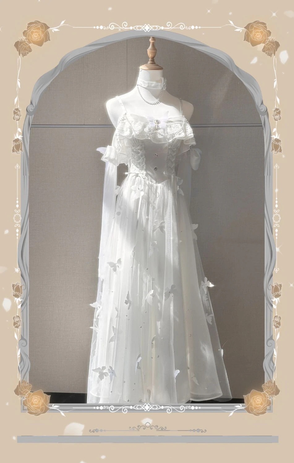 白い夏の風のベルスプリングと夏の白い月明かりの階段蝶のテーマゴッドセンシングスカート 白い夏の風のベルスプリングと夏の白い月明かりの階段蝶のテーマゴッドセンシングスカート