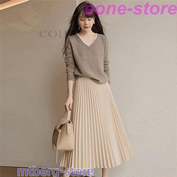 ニットセットアップ レディース 40代 秋冬 長袖 ニットトップス Vネック プリーツスカート セットアップ オシャレ ワンピース 大人 着痩せ 通勤 入学式 卒業式 ニットセットアップ レディース 40代 秋冬 長袖 ニットトップス Vネック プリーツスカート セットアップ オシャレ ワンピース 大人 着痩せ 通勤 入学式 卒業式