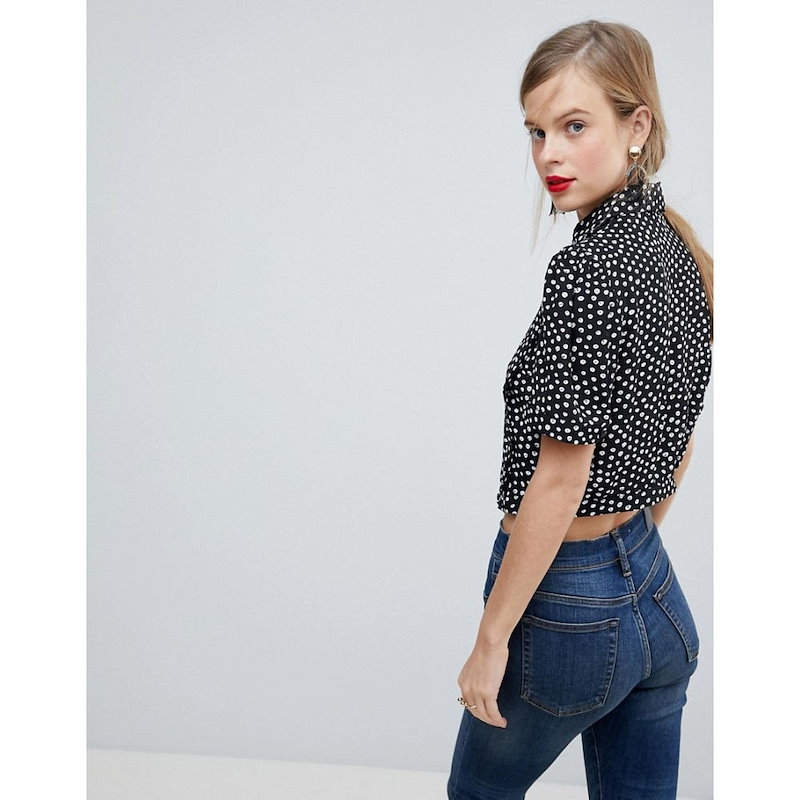 エイソス レディース トップス ブラウス・シャツ【ASOS Cropped Blouse with 40s Detail in Polka Dot】Multi エイソス レディース トップス ブラウス・シャツ【ASOS Cropped Blouse with 40s Detail in Polka Dot】Multi