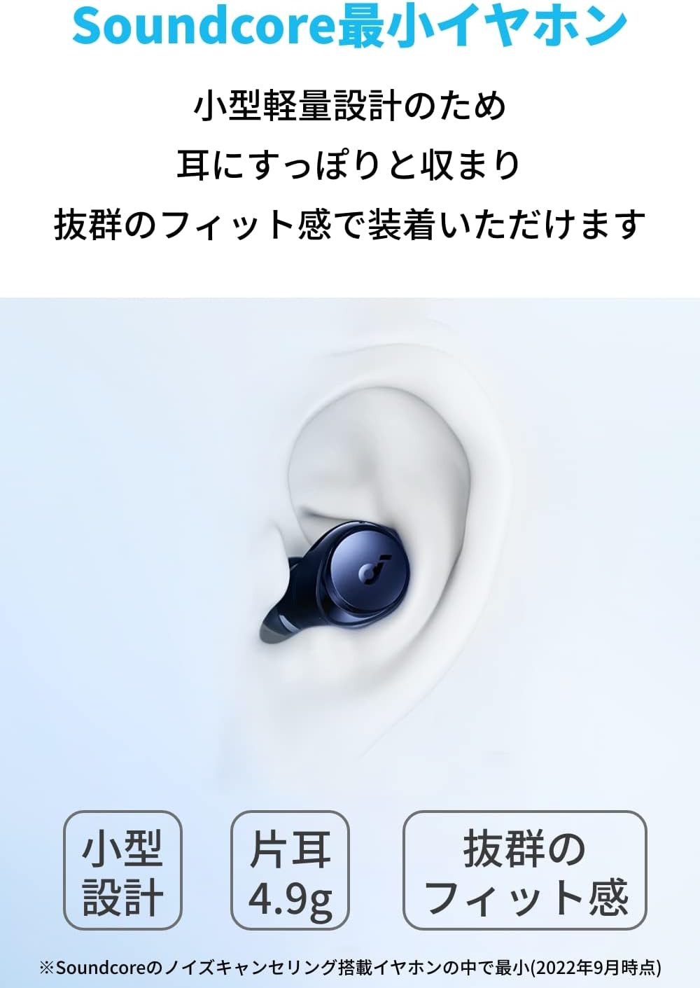 Space A40（完全ワイヤレスイヤホン Bluetooth5.2）【最大50時間再生/ウルトラノイズキャンセリング2.0/ハイレゾ/LDAC/マルチポイント/ワイヤレス充電/外音取り込み】ネイビー