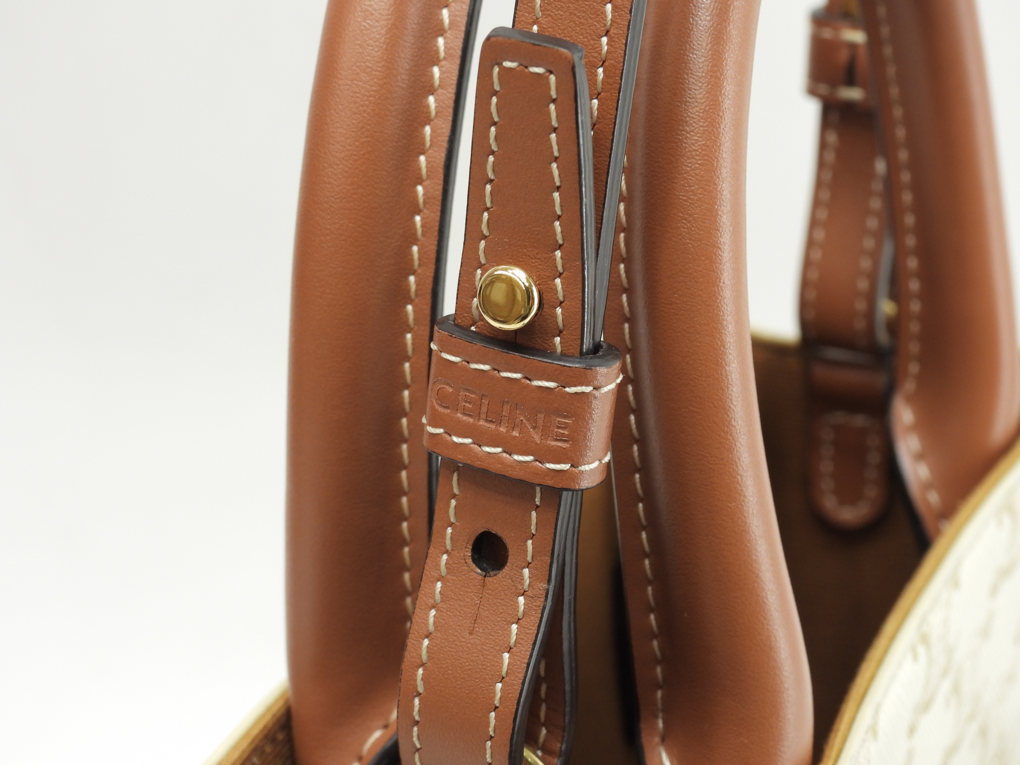 ミニヴァーティカルカバ トリオンフ 白茶 ポシェット ミニトートバッグ 美品@ 10 ミニヴァーティカルカバ トリオンフ 白茶 ポシェット ミニトートバッグ 美品@ 10