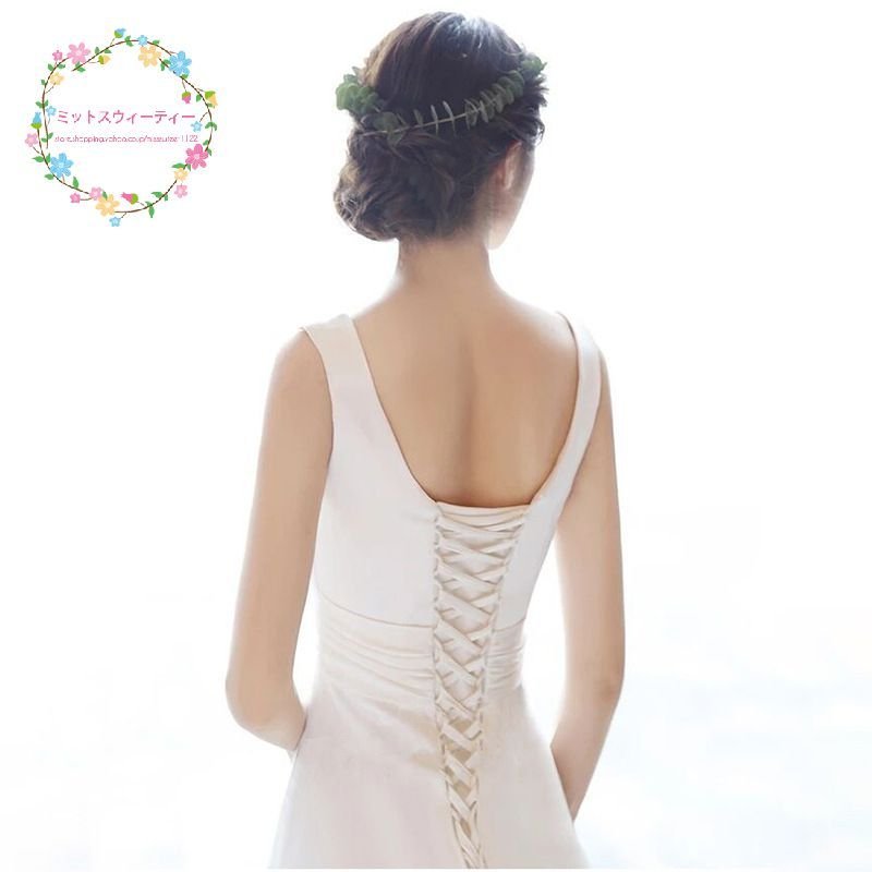 ウェディングドレス ウエディングドレス 結婚式 二次会 花嫁 海外挙式 披露宴 サテン 光沢感 前撮り用 お呼ばれドレス ブライダル ロングドレス シンプル