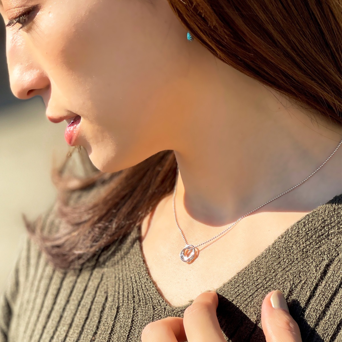 ネックレス レディース シルバー925 11月誕生石 ブルートパーズ ダイヤモンド 2連リングトップ ネックレス レディース シルバー925 11月誕生石 ブルートパーズ ダイヤモンド 2連リングトップ