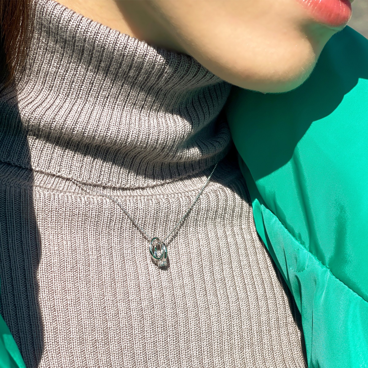 ネックレス レディース シルバー925 11月誕生石 ブルートパーズ ダイヤモンド 2連リングトップ ネックレス レディース シルバー925 11月誕生石 ブルートパーズ ダイヤモンド 2連リングトップ