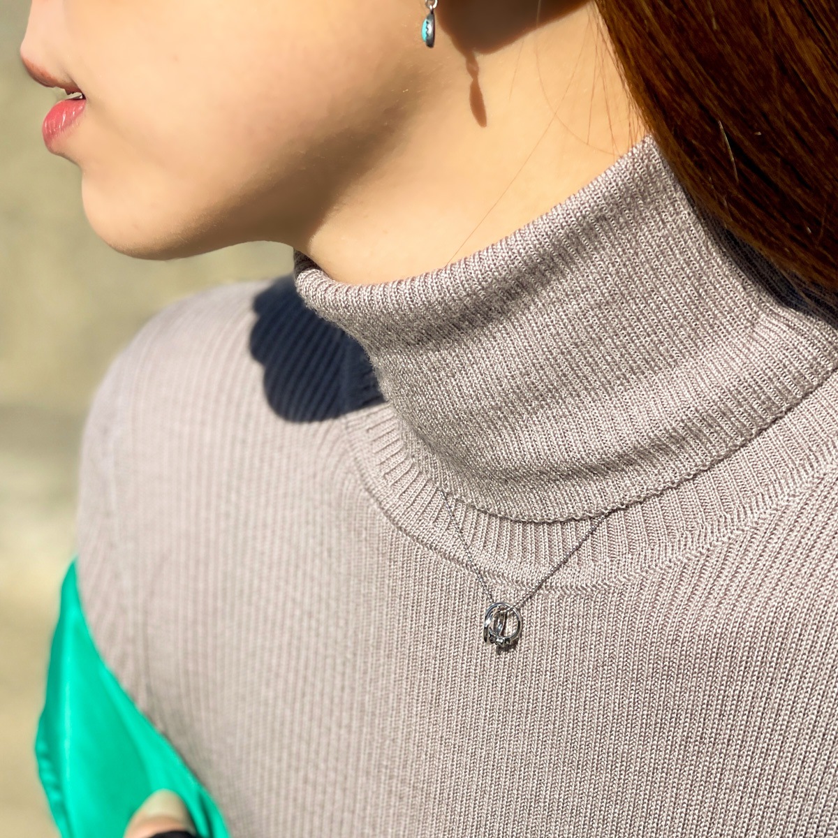 ネックレス レディース シルバー925 11月誕生石 ブルートパーズ ダイヤモンド 2連リングトップ ネックレス レディース シルバー925 11月誕生石 ブルートパーズ ダイヤモンド 2連リングトップ