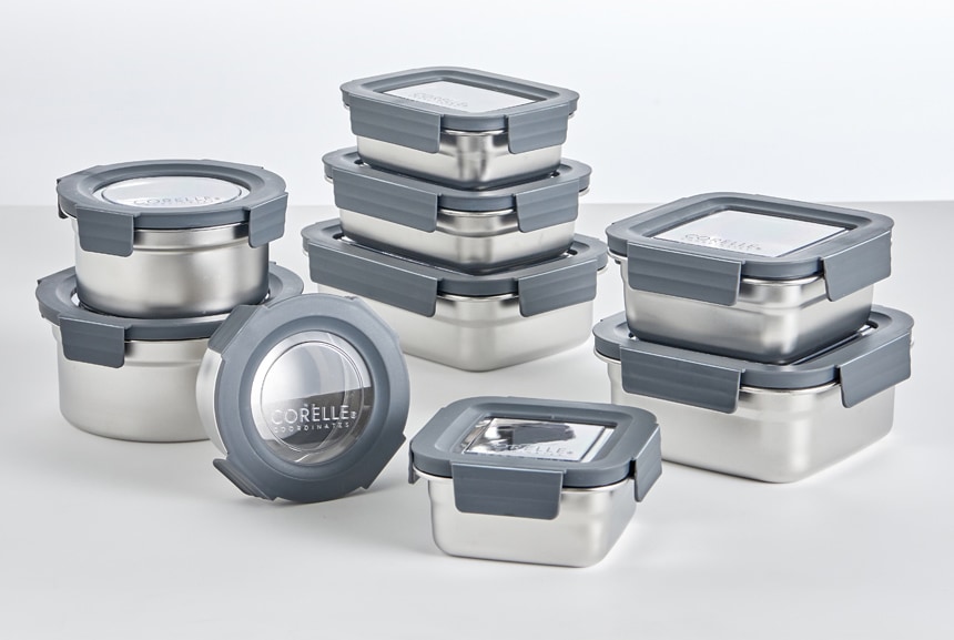 ステンレススチール製密閉食品保存容器 9個入り ステンレススチール製密閉食品保存容器 9個入り