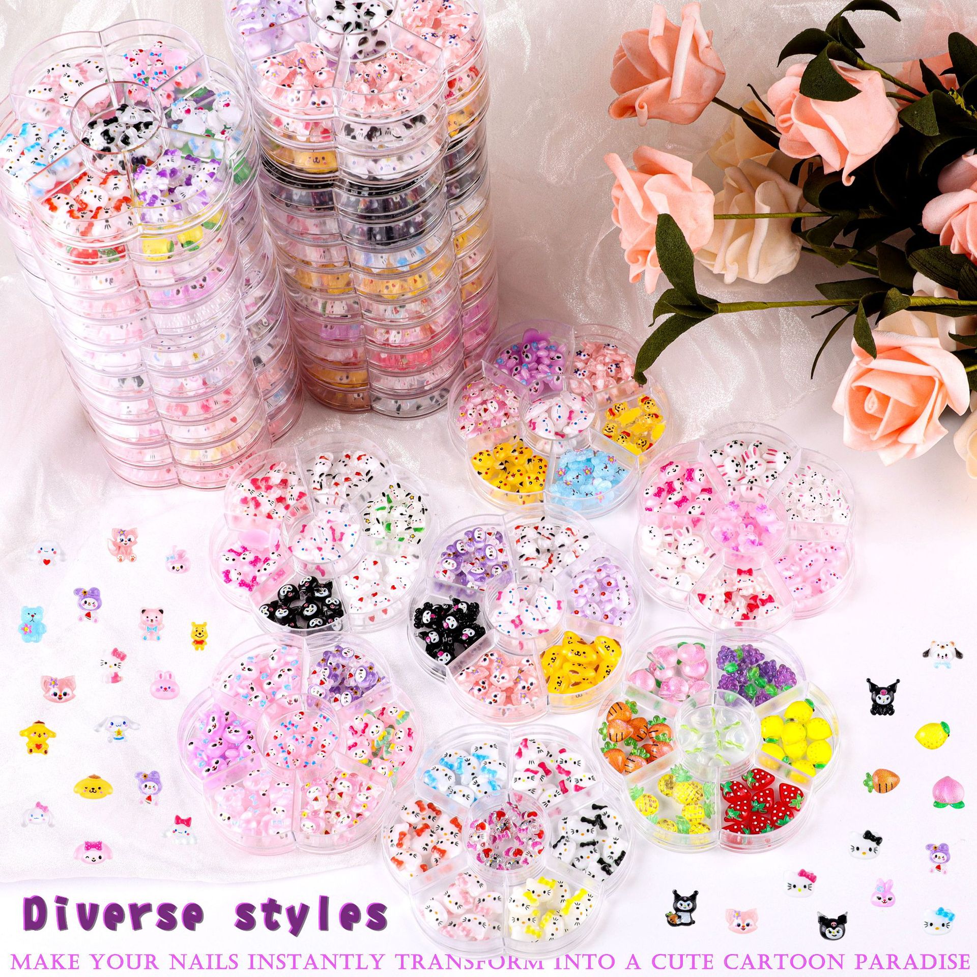【1点ご購入 で10点プレゼントいたします】カートゥーンドット猫ネイルアクセサリ70粒入りメトロポリタンネイルシール
