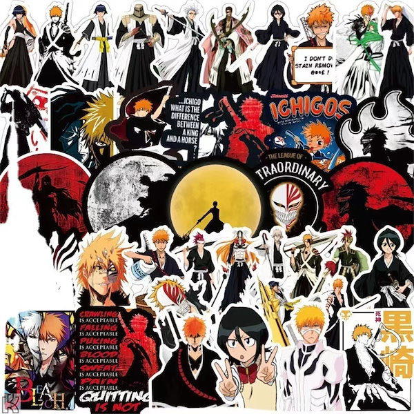 Qoo10] ステッカー 50枚 シール ブリーチ 黒