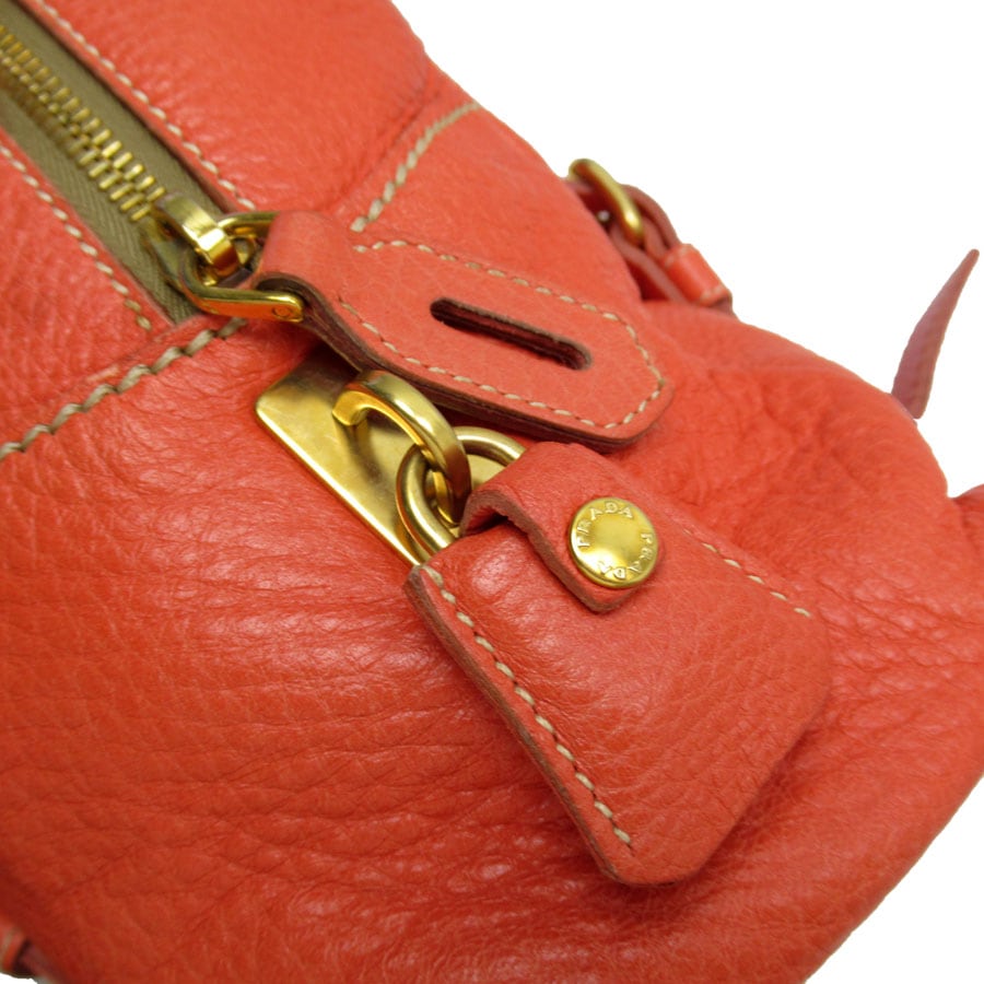 プラダ PRADA ショルダーバッグ レザー オレンジ ゴールド