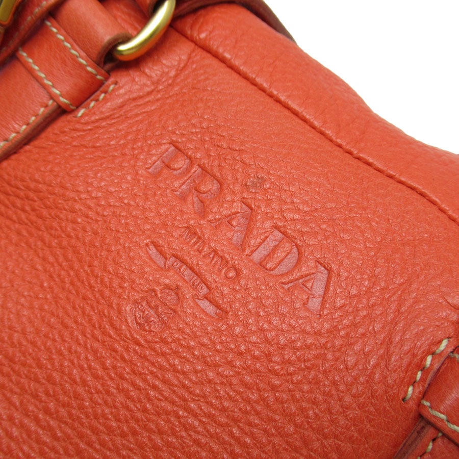 プラダ PRADA ショルダーバッグ レザー オレンジ ゴールド