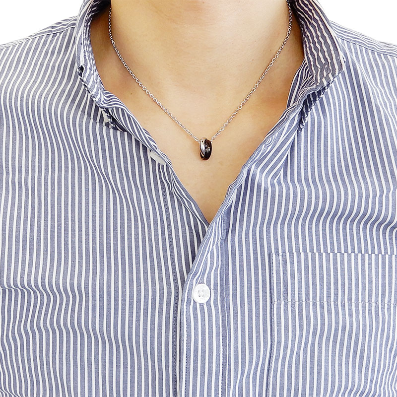 LH-1 ステンレス ダブルリングネックレス (ブラック) 04N124SM ネックレス メンズ ブランド プレゼント 誕生日 [メ