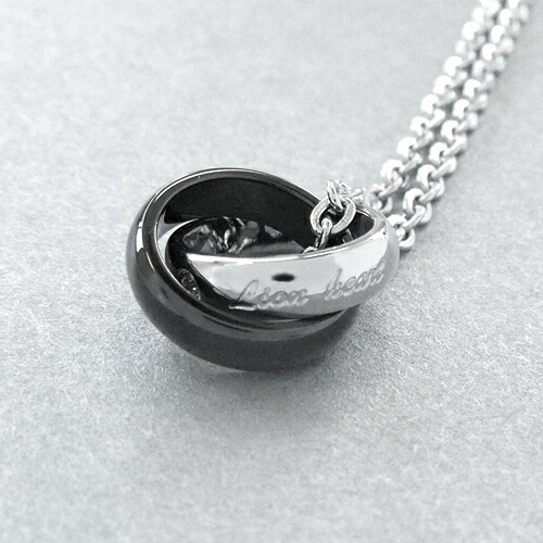 LH-1 ステンレス ダブルリングネックレス (ブラック) 04N124SM ネックレス メンズ ブランド プレゼント 誕生日 [メ