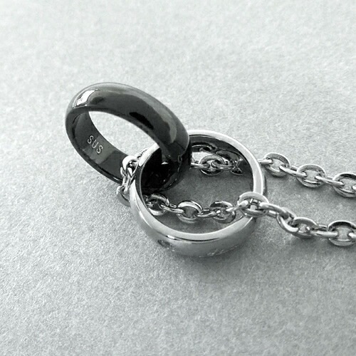 LH-1 ステンレス ダブルリングネックレス (ブラック) 04N124SM ネックレス メンズ ブランド プレゼント 誕生日 [メ