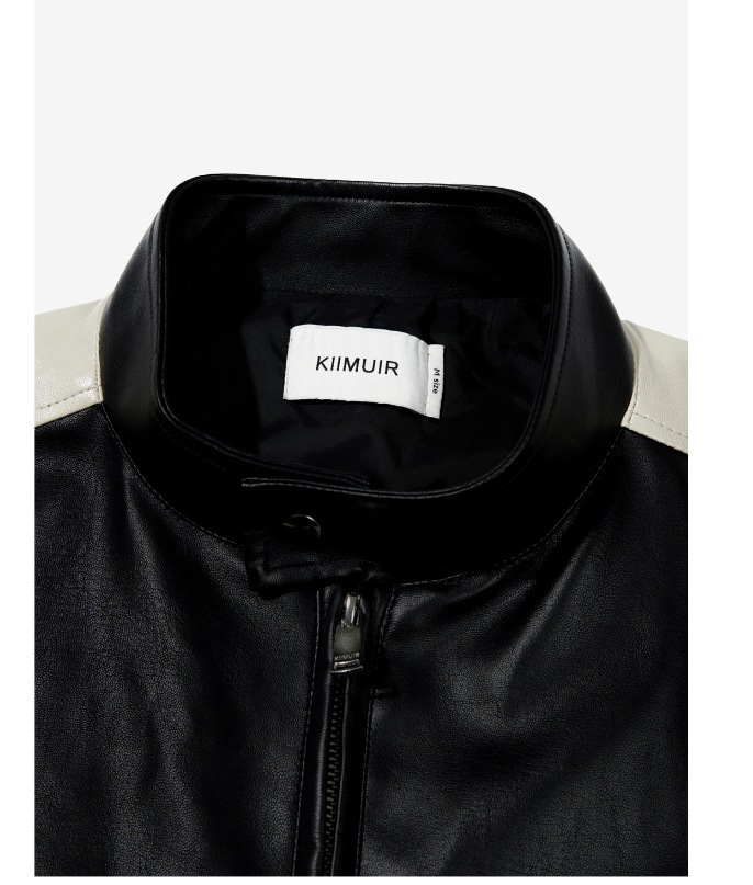 【KIIMUIR】 LEATHER COLOR BLOCK BIKER JACKET : BLACK 【KIIMUIR】 LEATHER COLOR BLOCK BIKER JACKET : BLACK