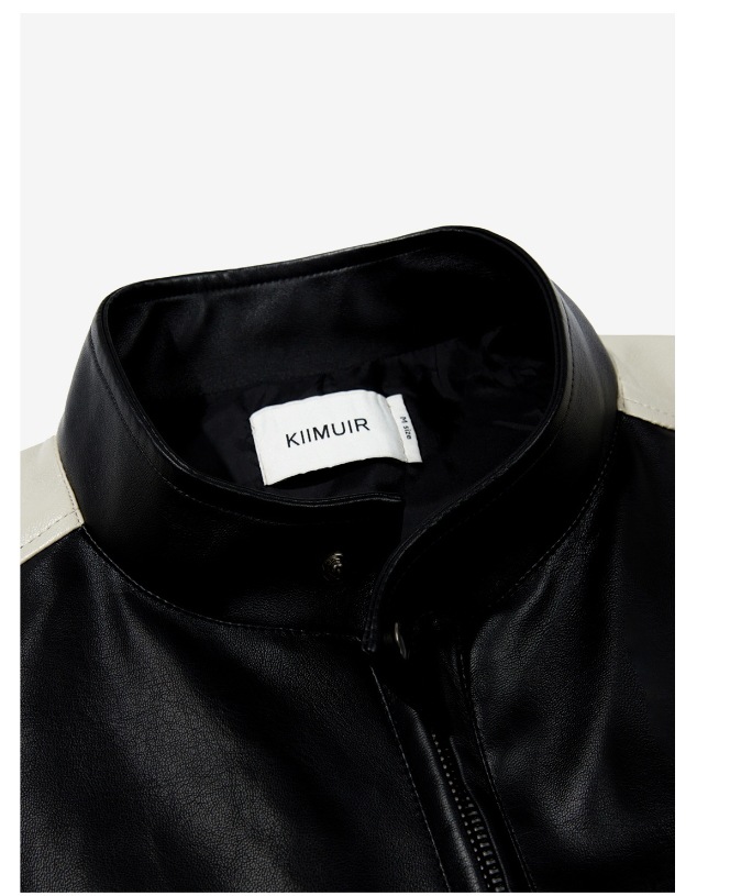 【KIIMUIR】 LEATHER COLOR BLOCK BIKER JACKET : BLACK 【KIIMUIR】 LEATHER COLOR BLOCK BIKER JACKET : BLACK